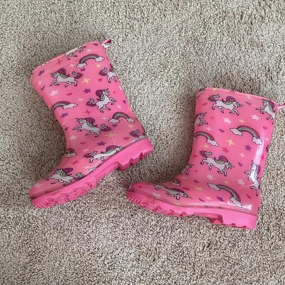 Capelli pink unicorn rainbow rain boots | girls 2 | kids rain gear | spring - Picture 2 of 8